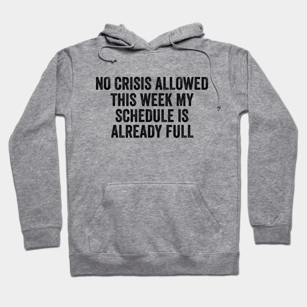 Funny Work Shirt, No Crisis Allowed This Week, sarcastic work Shirt, Shirt for coworker, work friend gift Hoodie by Y2KERA